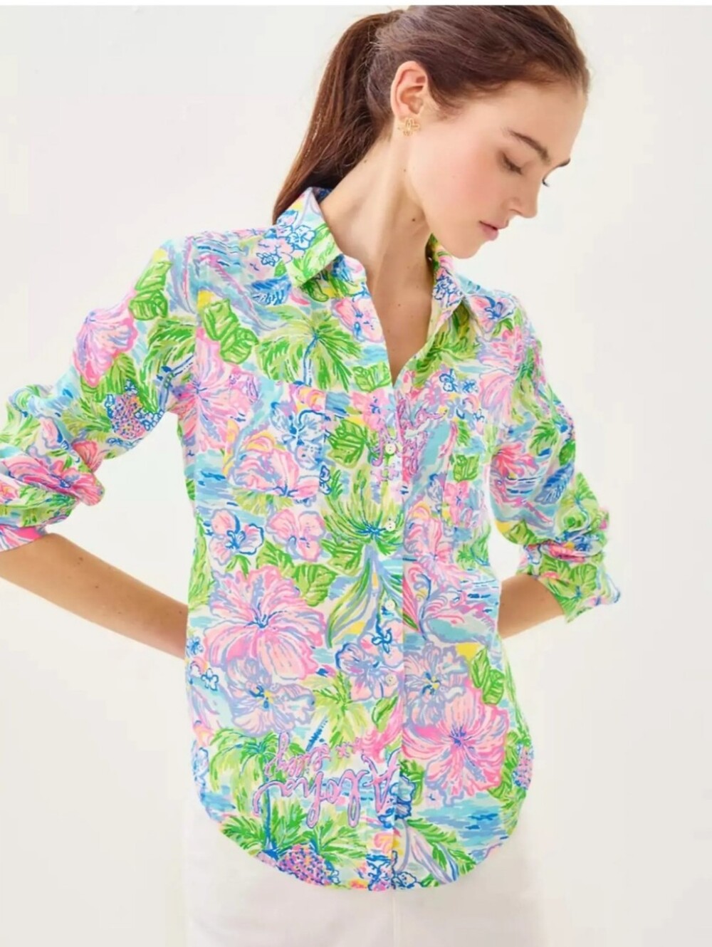 Lilly Pulitzer Seacoast Linen Shirt Size XXS